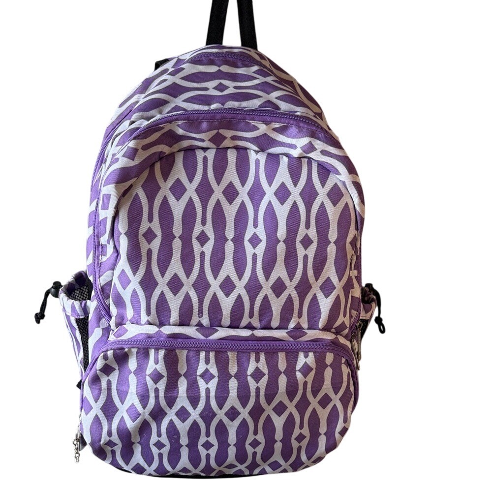 Wildkin 16" Purple and White Patterned Backpack Geometric Girls